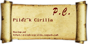 Pilák Cirilla névjegykártya